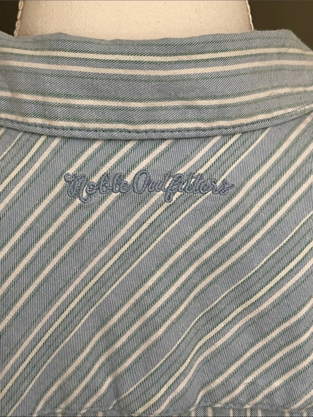 Noble Outfitters Blue White Striped Sleeveless Western Button Up Shirt Size XL - Picture 3 of 13